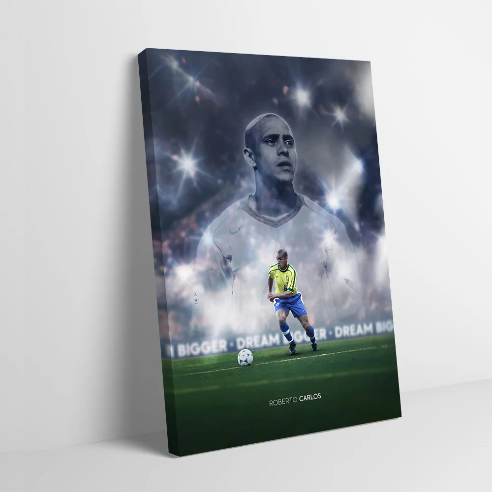 Póster con Retrato de la Leyenda del Fútbol Roberto Carlos, Lienzo Impreso Personalizable, Arte de Pared, Regalo para Decoración del Hogar