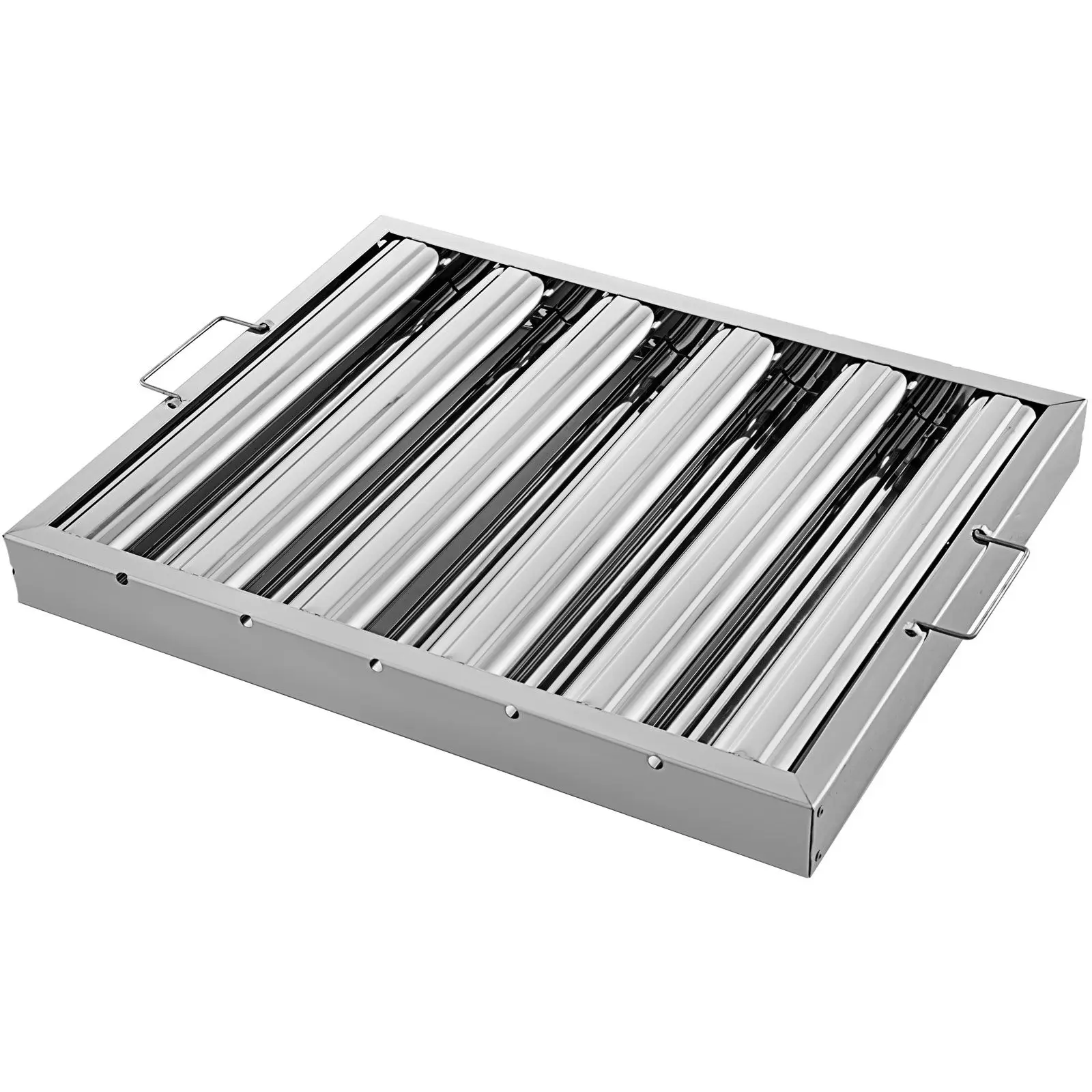 Pack of 6 Hood Filters 19.5W x 15.5H Inch, 430 Stainless Steel 5 Grooves Commercial, Range for Grease Rated Kitchen Exhaust
