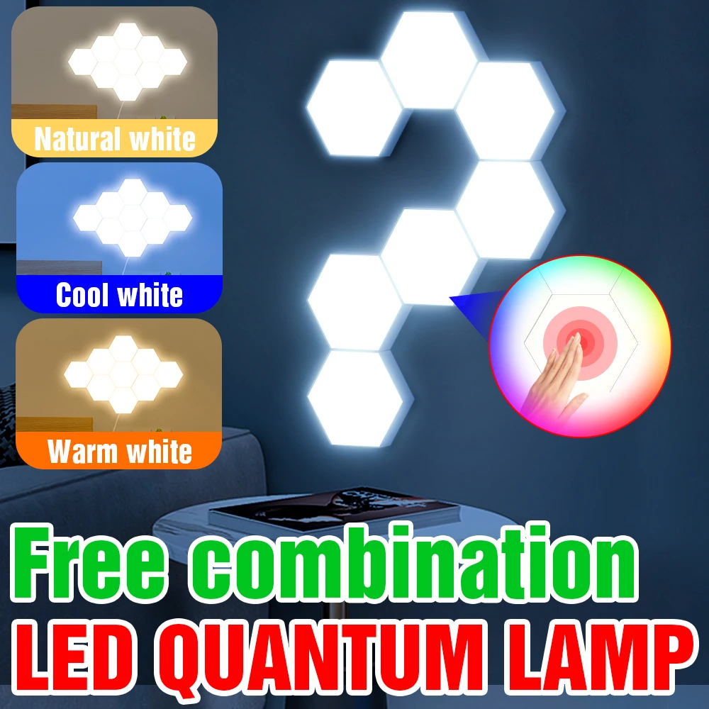 

LED Night Lamp Touch Sensor Sensitive LED Quantum Light DIY Hexagonal Wall Lamp For Decoration Bedroom Bedside Modern Nightlight