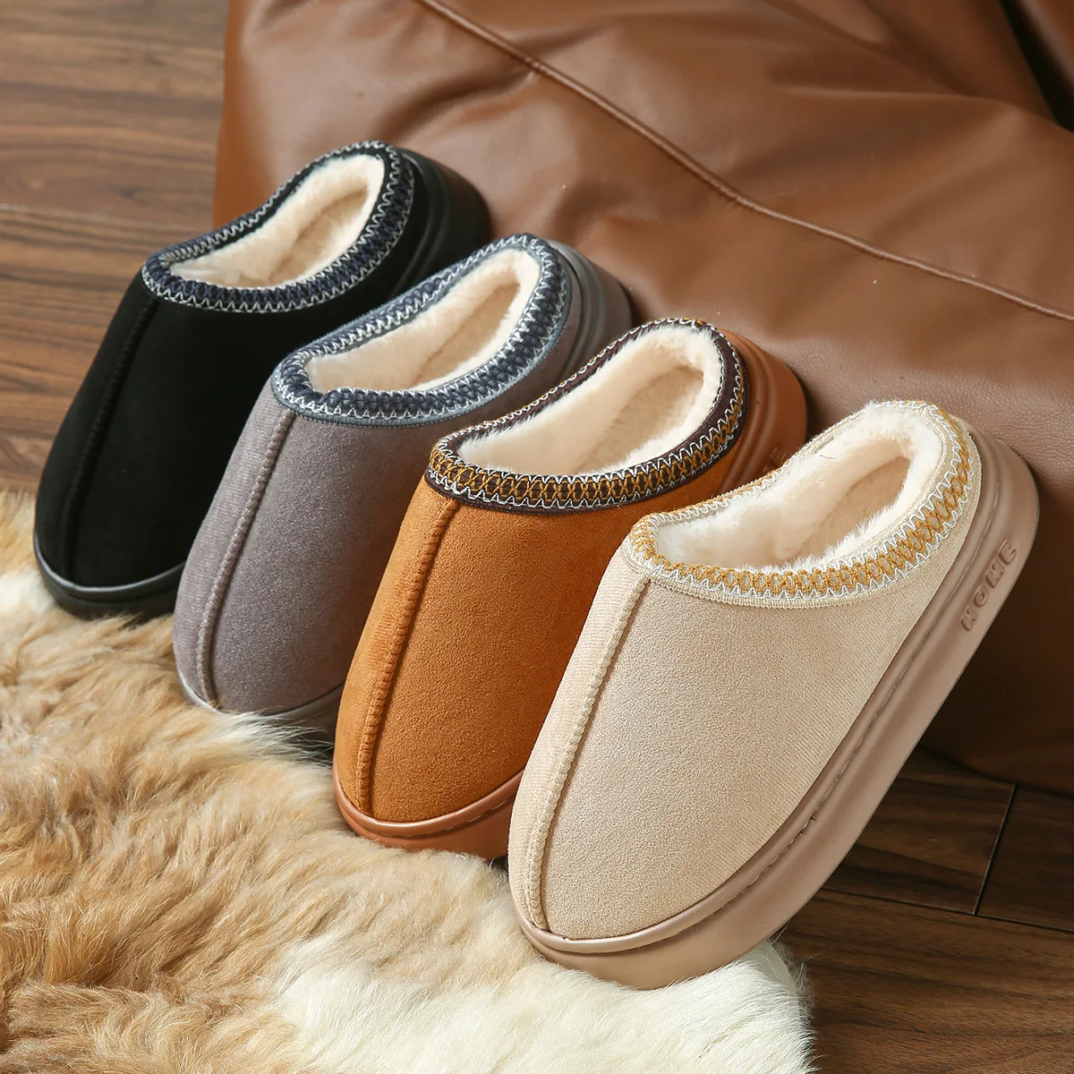 

Fashion New Fluffy Slippers Women House Flats Plush Winter Designer Shoes Ladies Home Elegant Casual Indoor Unisex Shoes