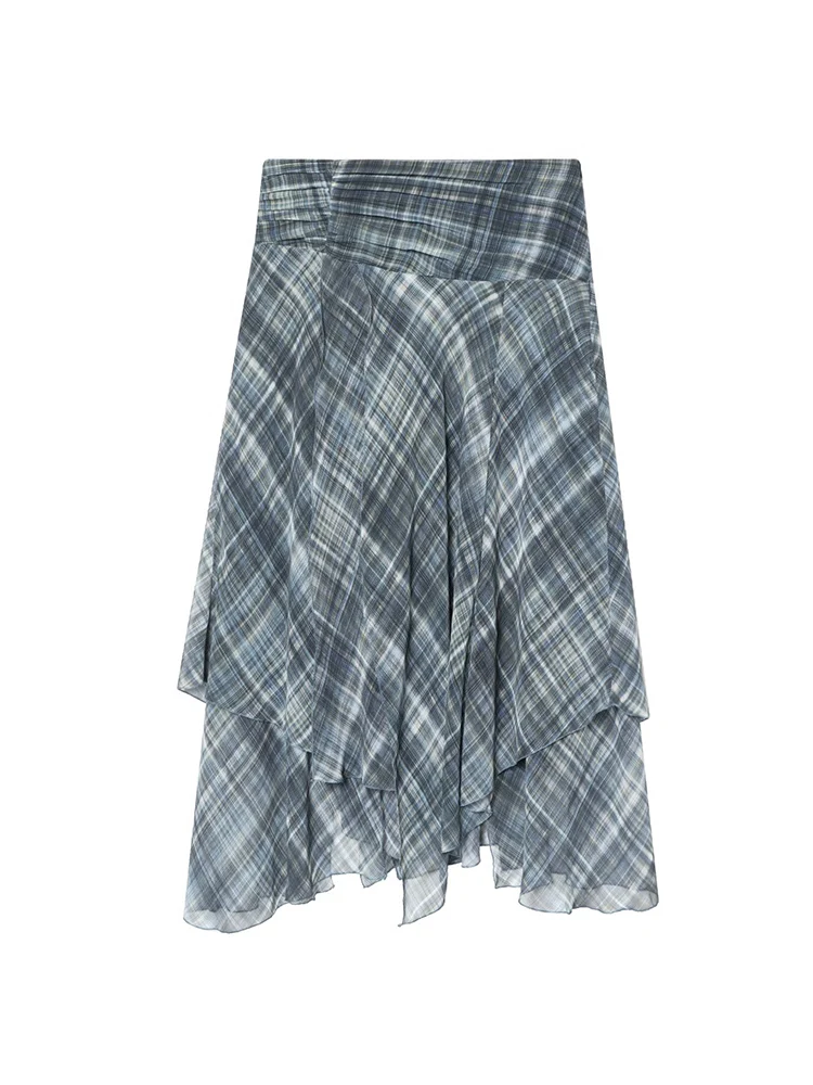 Jupes à carreaux Vintage pour femmes, mode rue, taille haute, mi-longue irrégulière, printemps été, vêtements Chic décontractés pour dames, 2026