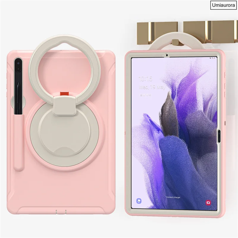 For Samsung Tab S10 FE 10.9 SM-X520 S6 S7+ S8 Plus S9 Ultra SM-X910 X820 X610 Shockproof Armor Case Pull Ring Stand Tablet Funda