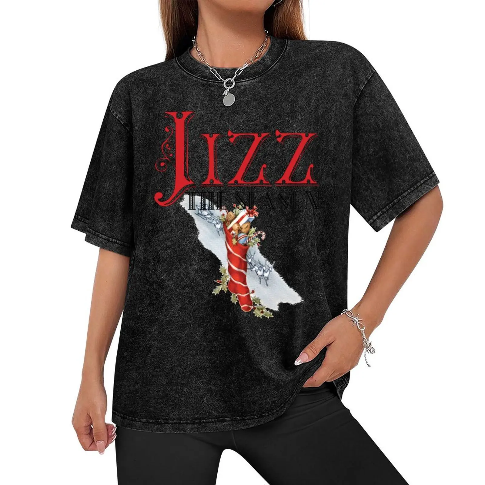 Jizz The Season - Bareback Christmas T-Shirt Blouse sweat basketball graphic tees big and tall t shirts for men