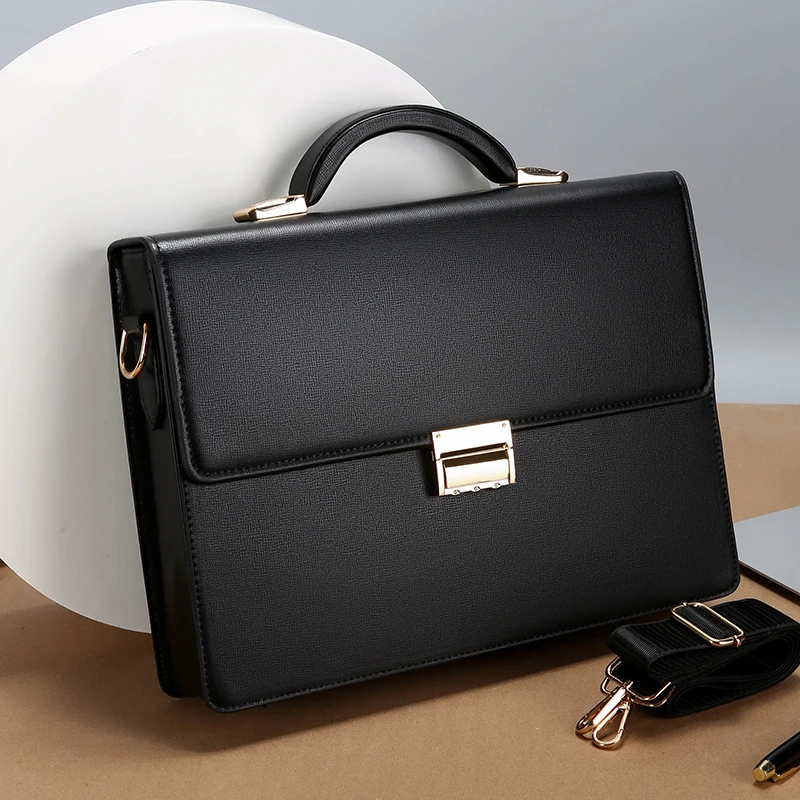 Briefcase Business Men's Bag Large Capacity Document Bag Combination Lock Shoulder Bag Hand Carry Business Design Style