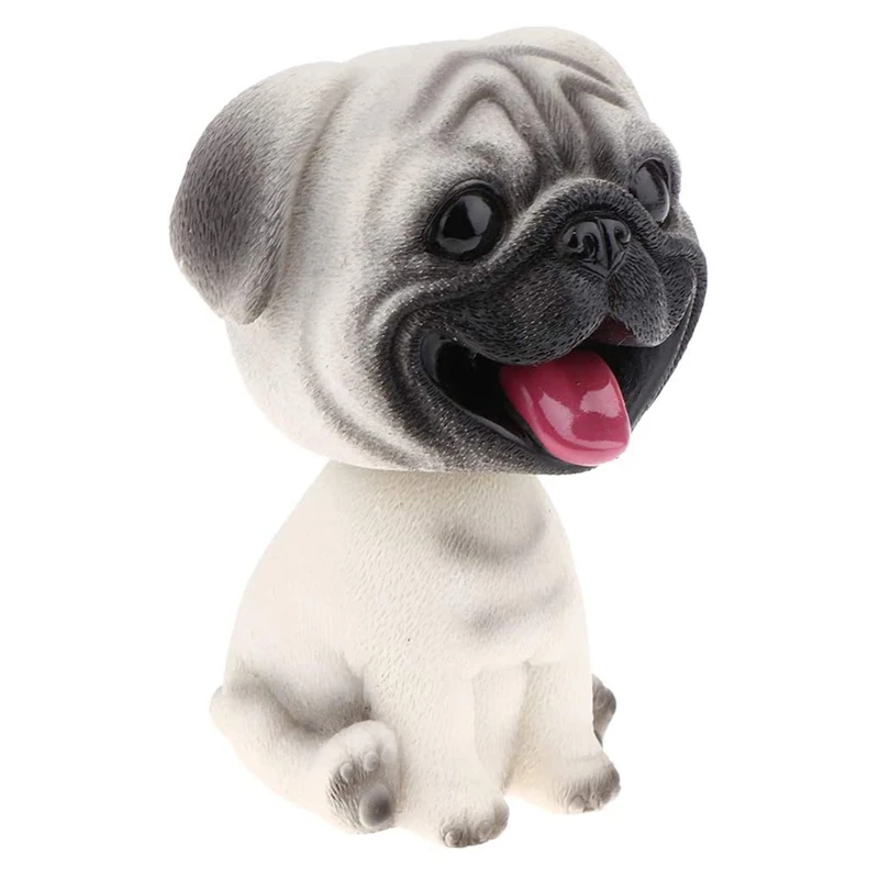 Hars Schattige Bobble Head Dobing Hoofd Puppy Beeldje Thuis/Auto Dashboard Voor Auto Voertuig Decoratie-Mopshond