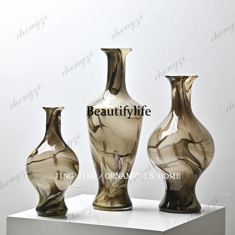 Retro high-end vase, flower ware, glazed art sense, dining table side cabinet decorative vase