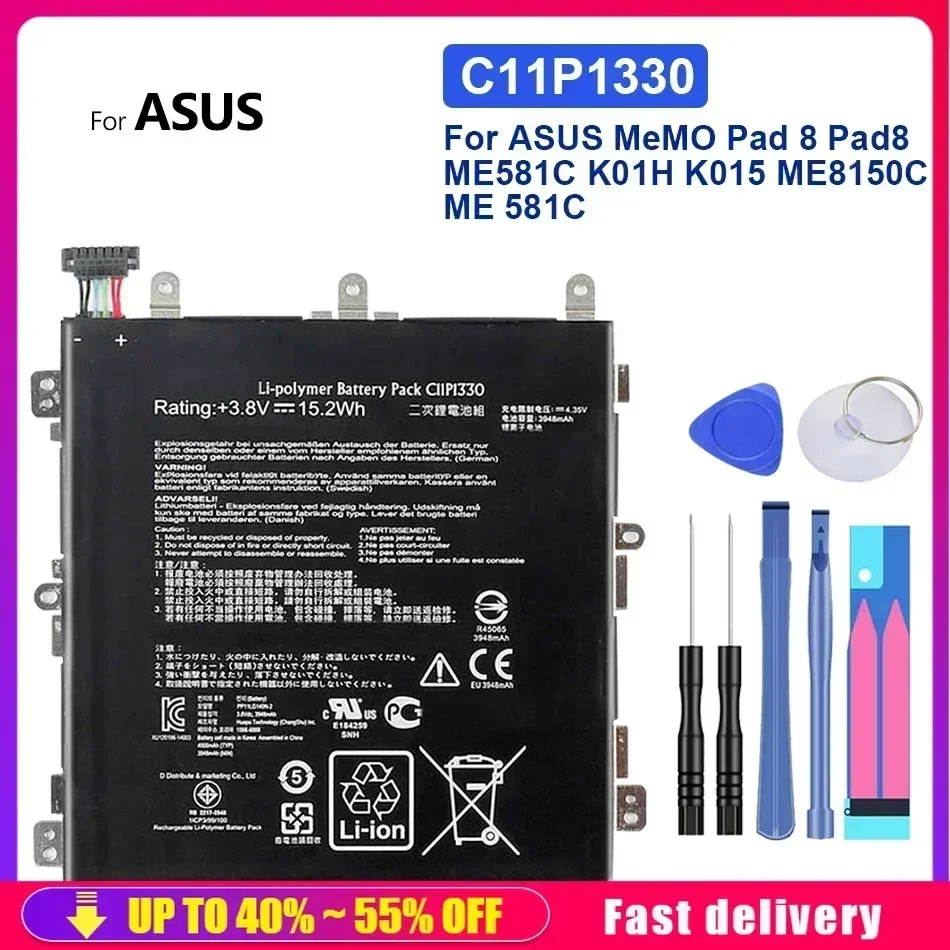 Аккумуляторы для мобильных телефонов 3948 мАч для ASUS MeMO Pad 8 Pad8 ME581C K01H K015 ME8150C ME 581C Портативный аккумулятор для смартфона