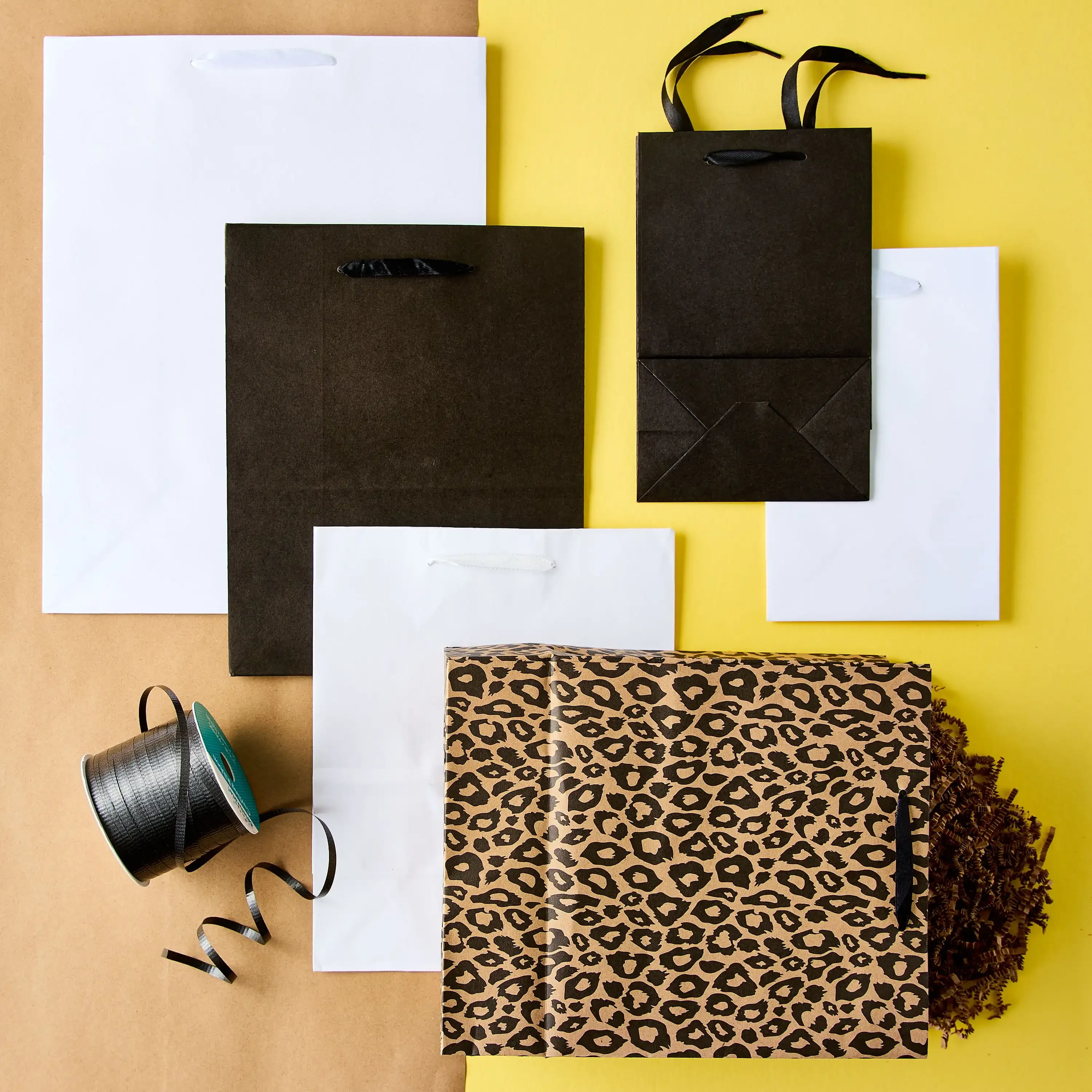 Large Black Paper Bags, 8" x 10", 13 Count