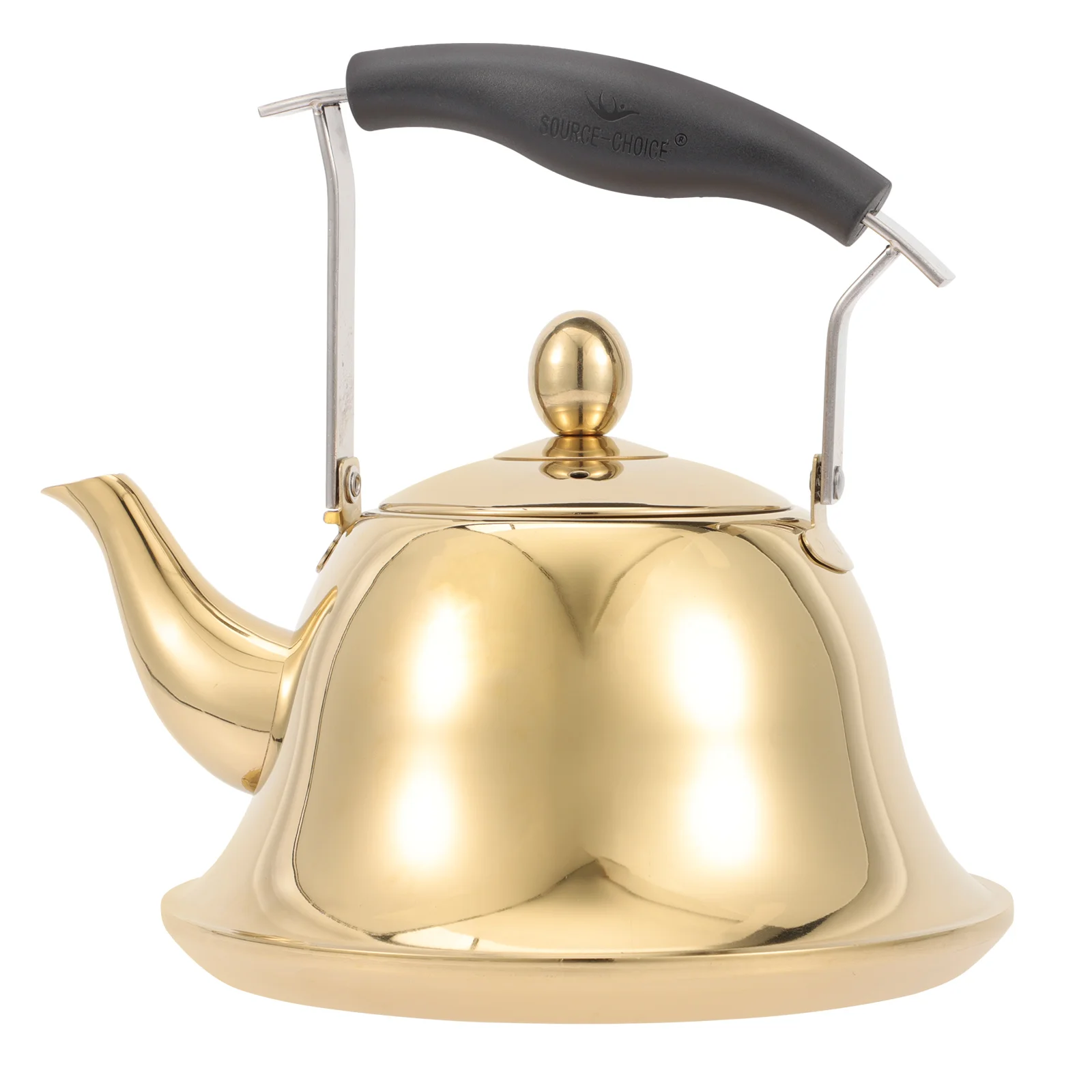 

Base Stainless Steel Kettle Tea Stovetop Gooseneck Golden Whistling Teapot Kettles Travel