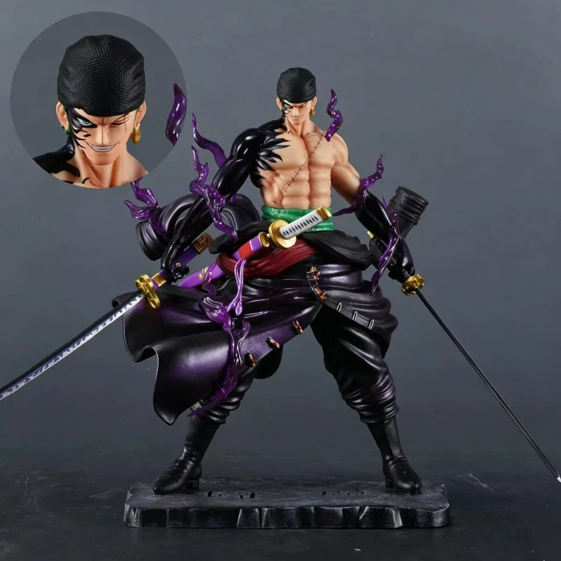 24cm One Piece Enma Zoro PVC-Figur Drei-Schwerter-Samurai Roronoa Zoro Figur Kampfform Statue Desktop-Ornament Anime-Spielzeug Geschenke