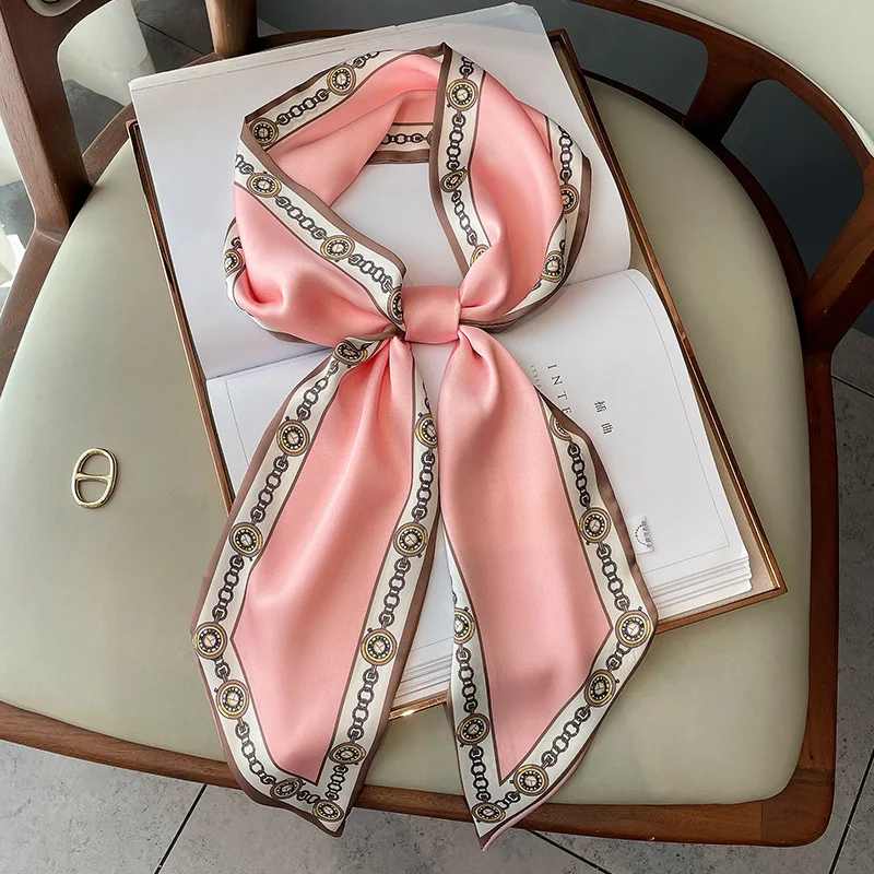 New foulard 17*150cm Luxury Silk Satin Scarf Women Spring Neck Tie Female Skinny Hair Band Bag Wrist Foulard Echapre Accessories