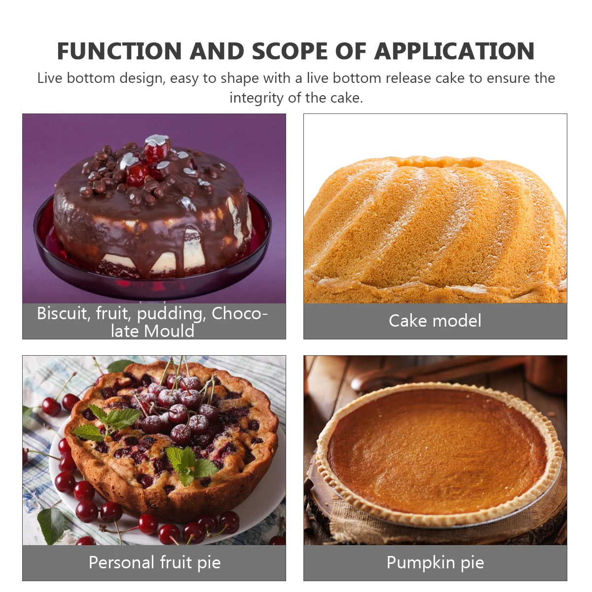 

2pcs Aluminum Alloy Cake Mold Round Removable Bottom Pie Pan Mini Baking Tray Non-Stick Easy Release Live Bottom Design For