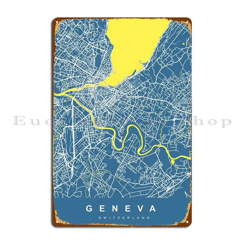 Geneva Switzerland Metal Plaque Garage Designer Club Party Club Wall Mural Tin Sign Poster