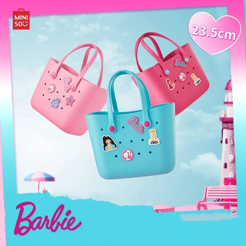 

Y2K Miniso Barbie Women's Storage Bag Anime Cartoon Cute Student Large Capacity Portable Lunch Bag Kawaii Fashion Shopping Bag