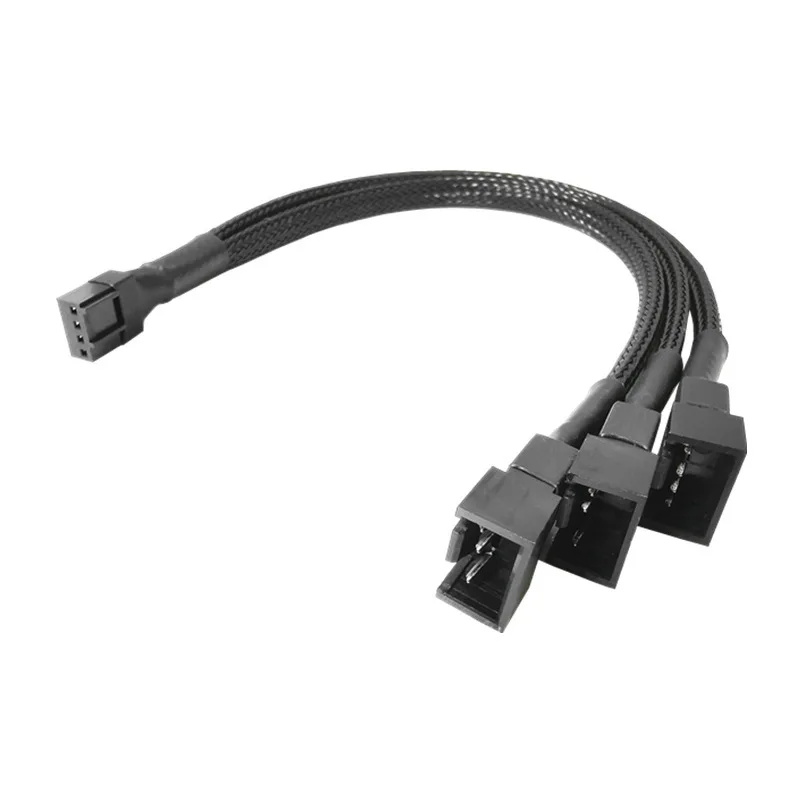 2Pcs 4Pin PWM Fan Extension Cable, 1‑to‑3 Splitter Cable, 4‑Pin Motherboard PWM Temperature‑Controlled Fan Power Extension Cord