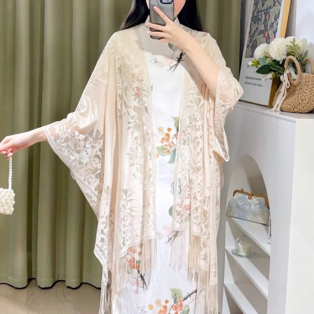 Vintage Lace Bolero Shawl Women Tassel Hollow Out Cardigan Summer Spring Elegant Wrap Thin Sunscreen Cape For Party Dress