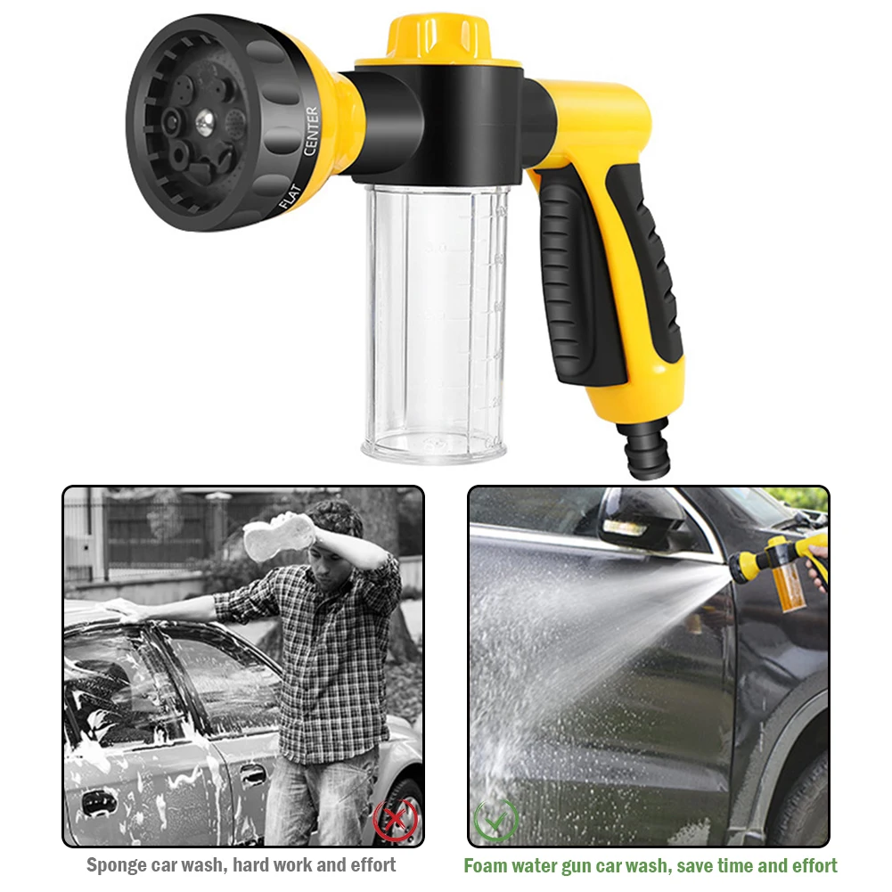 High-Pressure Water Gun Multifunctional Garden Watering Jet Spray Adjustable Soap Dispenser Bottle Automobiles Cleaning Tool