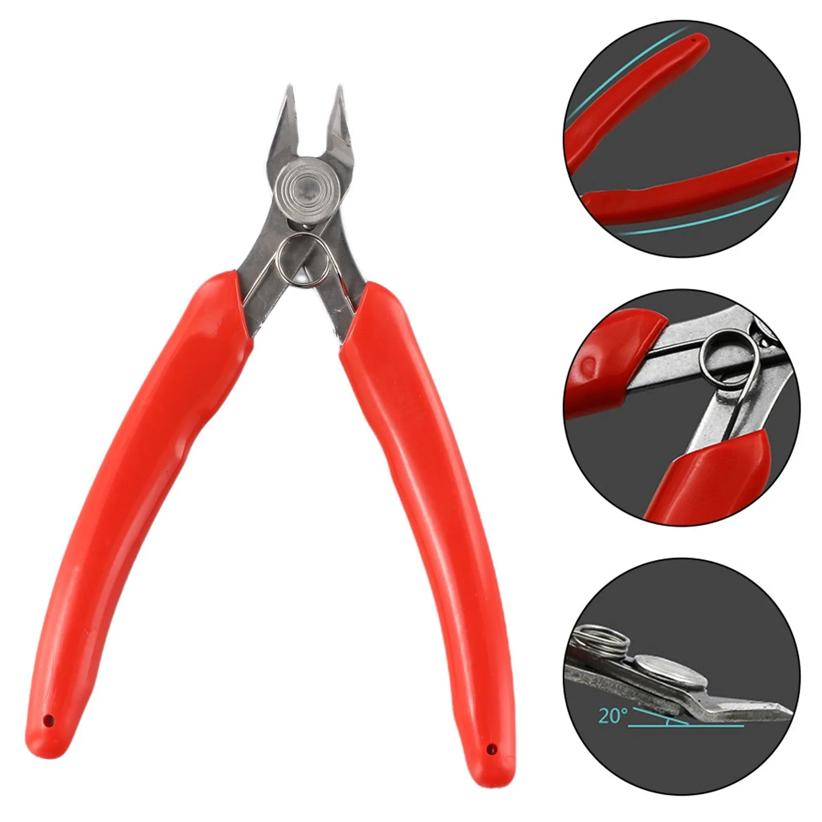 12mm Electronics Cutting Plier Jewelry Wire Cable Cutter Side Snips Flush Pliers Tool Stainless Steel Jaw Cable Cutter