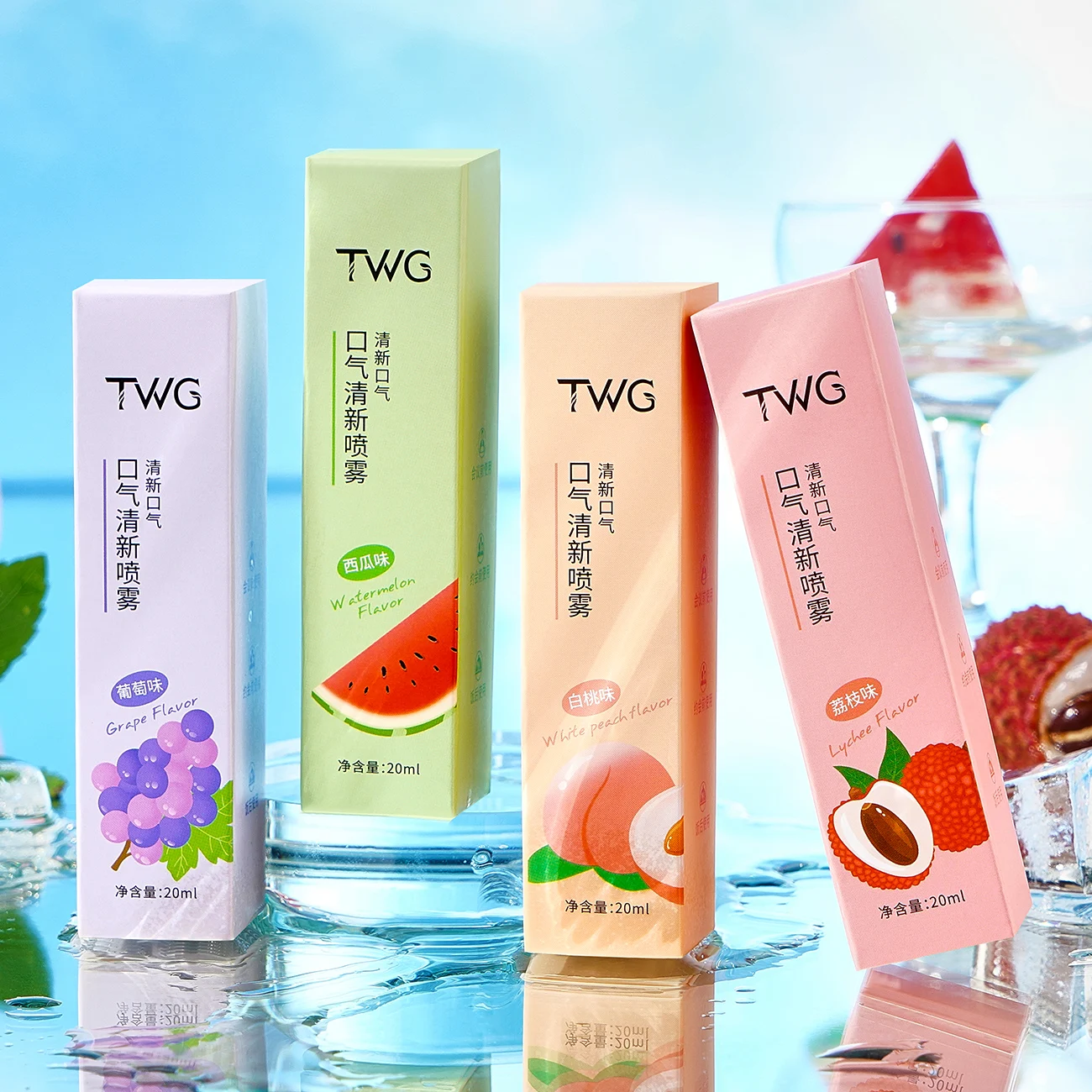 4 buah semprotan mulut rasa buah, semprotan napas portabel, pembersihan mendalam, kesegaran tahan lama, cocok untuk setelah makan malam