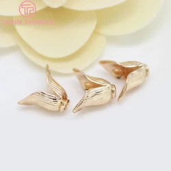 (3161)6PCS 13x15MM 24K Gold Color Plated Brass Flower Beads Caps Tassel Caps High Quality Diy Jewelry Accessories