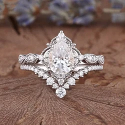 Huitan 2023 New Designed Wedding Set Rings for Women Luxury Cubic Zirconia Engagement Party Temperament Female Finger Jewelry