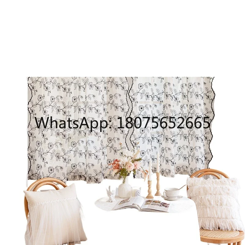 French chic lace sheer curtain - no-drill partition door curtain