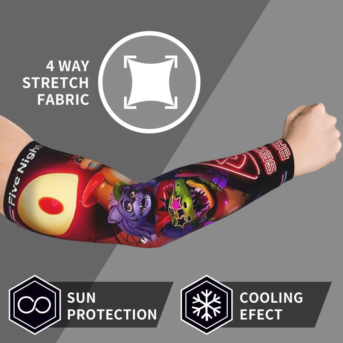 ملصق فيلم FNAF بأكمام للذراع للرجال والنساء للحماية من الأشعة فوق البنفسجية وتغطية الوشم الرياضية والتبريد وركوب الدراجات