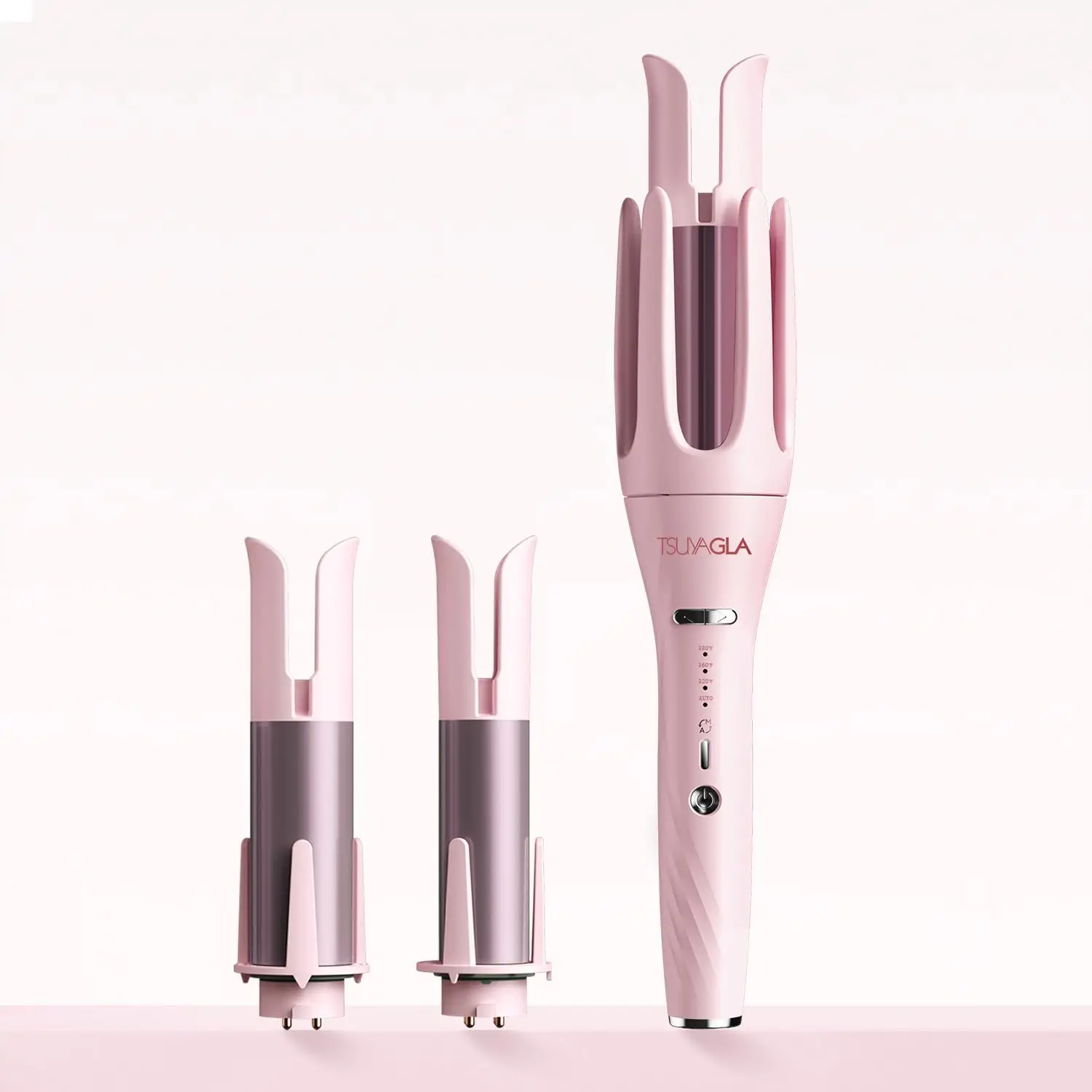 

3 in 1 Automatic Curling Iron, 3 Barrels (1"-1.5"), Fast 10S Heat, Anti-Scald, Dual Voltage, Pink