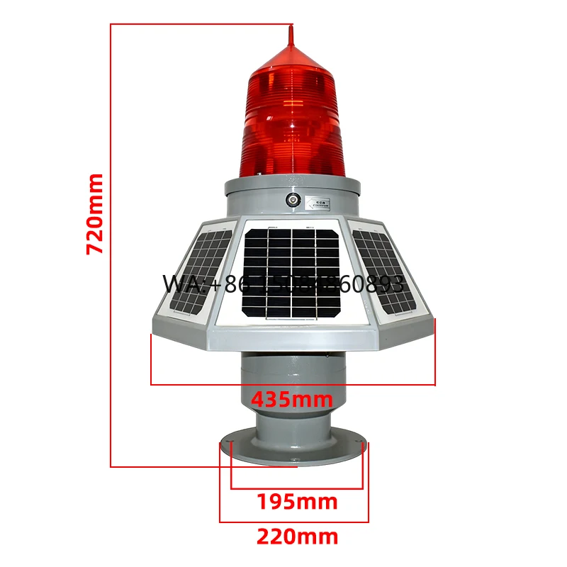

Solar LED Aviation Obstruction Light | High Altitude Warning Signal Light for Bridges with Protection and 18.4km Visibility
