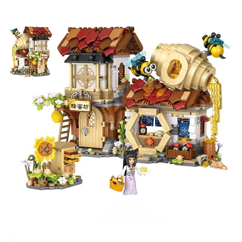 

1242PCS Street View Series 1943 Honeybee House collapsible puzzle building blocks for boys and children for birthday gifts