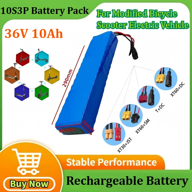 

36V 10Ah 10S3P Power Modified Bicycle Scooter Electric Vehicle 18650 Rechargeable Balance Car Motorcycle Lithium Battery Pack