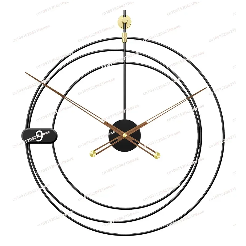 Suitable forLuxury Large Clock Modern Metal Silent  Mechanism Clocks Wall Home Decor Wood Pointer Living Decoration Gift