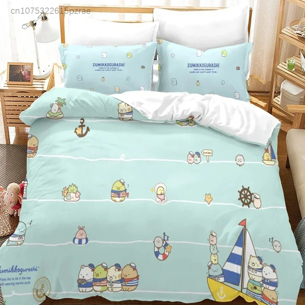 3D Print Sumikko Gurashi Pattern Bedding Set 3D Printed Suitable For Bedroom Duvet Cover Set With Pillowcases Kids Home Textile