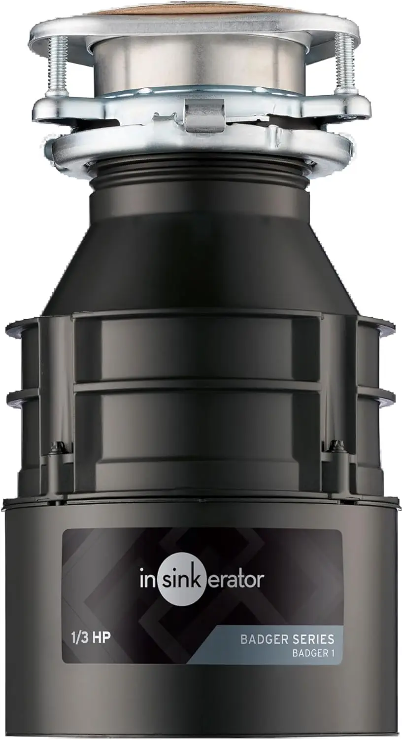 

Garbage Disposal, Badger 1, Standard Series, 1/3 HP Continuous Feed, Black, Waterborne Grey Enamel