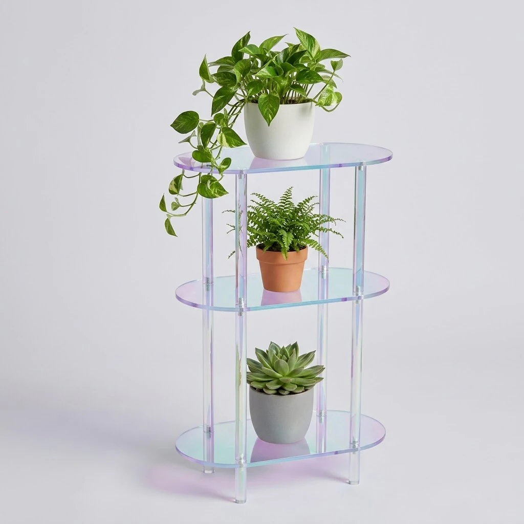 

Clear Acrylic Narrow Side Table for Small Spaces, 3 Tier Oval Slim End Table & Display Shelf for Sofa, Living Room, Entryway & Bedroom, Modern Skinny Nightstand, 4mm Thick, 15.75 x 7.9 x 25.6 In