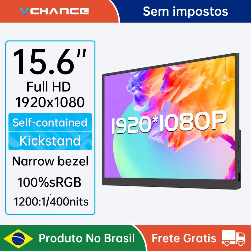 Monitor portátil de 15.6 polegadas fhd 1920*1080p 300nits moldura estreita com suporte monitor externo para ps5 laptop telefone pc manga