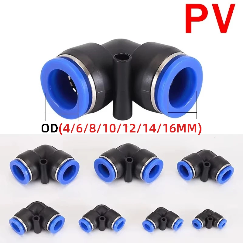 20PCS PV4 PV6 PV8 PV12 PV14 PV16 2 Way Pipe Connector Pneumatic Fitting Plastic Staght Push In Quick Slip Lock Fittings