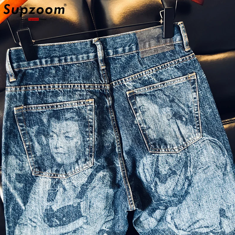 Supzoom New Arrival Hot Sale Top Fashion Autumn Zipper Fly Stonewashed Casual Patchwork Cargo Denim Pockets Cotton Jeans Men