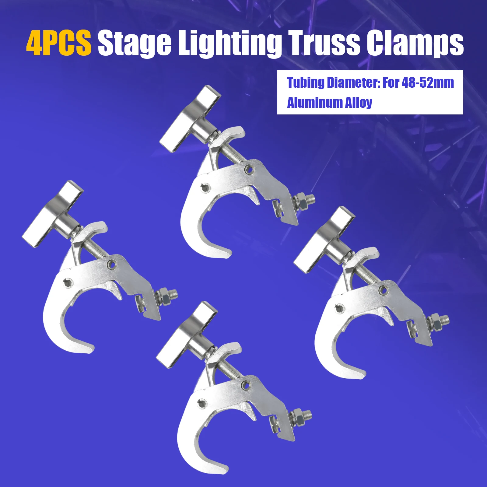 Silver Aluminum Alloy Stage Light Clamps(Set of 4) - Vibration Polishing Process&330.69Lbs Load Each, Wear&Corrosion Resistant