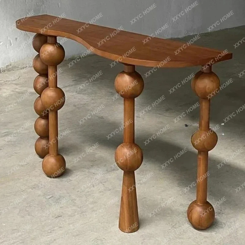 YH03 Medieval entrance table wabi-sabi wind solid wood bar case, retro solid wood aisle solid wood entrance table