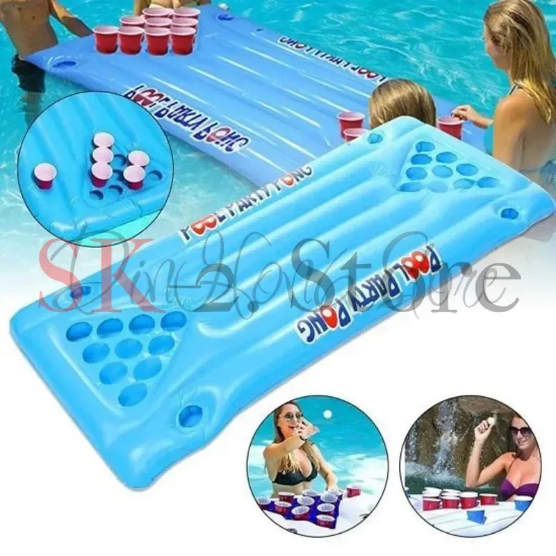 Inflatable Floating Pool Tray Table – Beer Pong Water Game Mat with Drink Cooler for Camping & Outdoor Fun