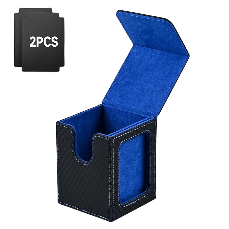 Card Deck Box with Display Window, Holds 120+ Single Sleeved Cards, Magnetic Closure Card Box Fits for TCG Card with 2 Dividers
