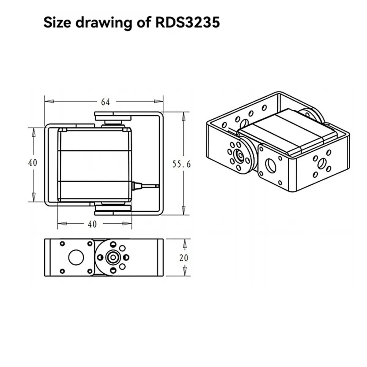 RDS3235 35KG Digital Servo Motor 180°/270° 2- High Torque Metal Gear Servo with U-Shaped Bracket for Robotics 180°