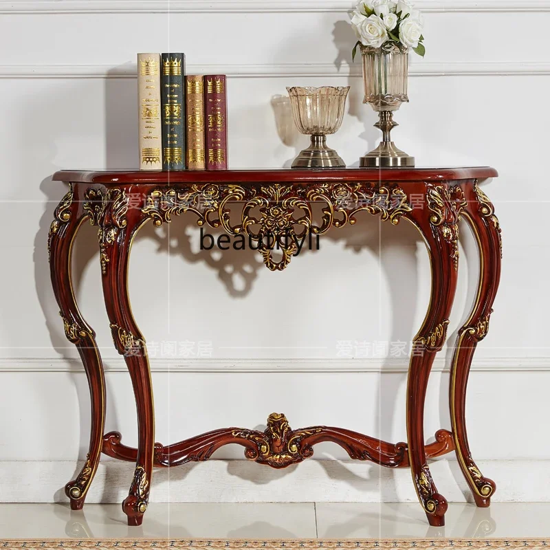 

GY European-Style Console Tables French Pastoral Console Semicircle Marble Entrance Cabinet American-Style Storage Rack