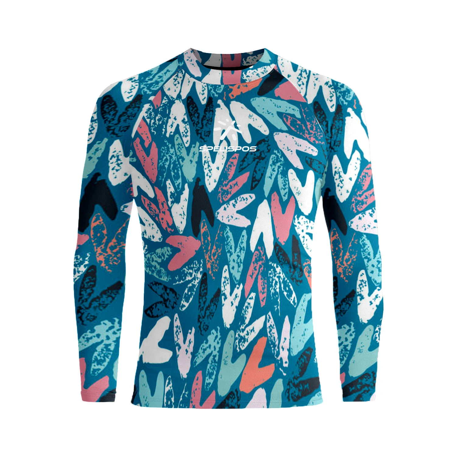 Men‘s Long Sleeve Surfing Shirts Rashguard Sailing Tops Wear Abstract Colorful Print UPF Protection Water Sports Beach Outdoor