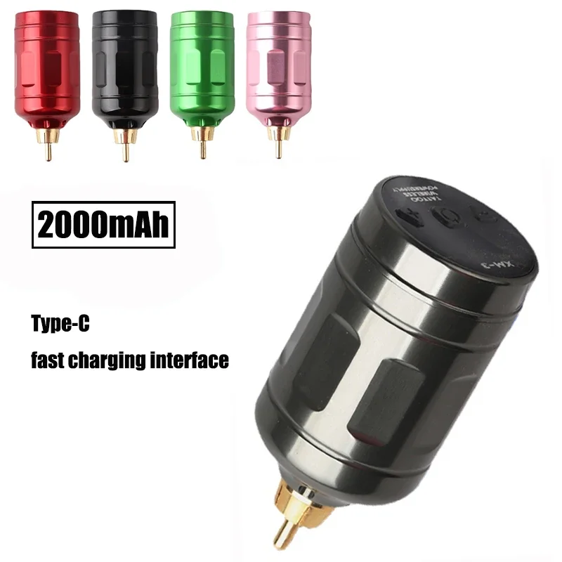 2000mAh Large Capacity Wireless Tattoo Power Supply Portable Mini Rechargeable Battery RCA Interface For Tattoo Machine Pen