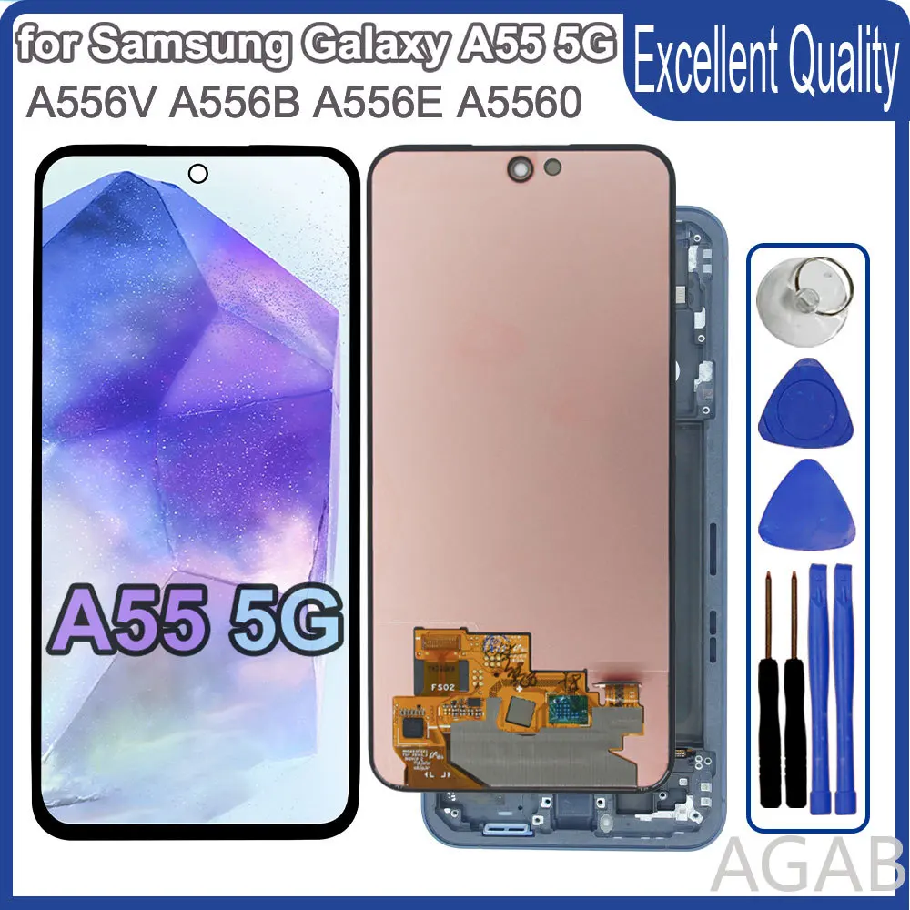 Super AMOLED LCD for Samsung Galaxy A55 5G LCD Display Touch Screen Digitizer Assembly for Samsung A556U A556E A556B Phone LCD