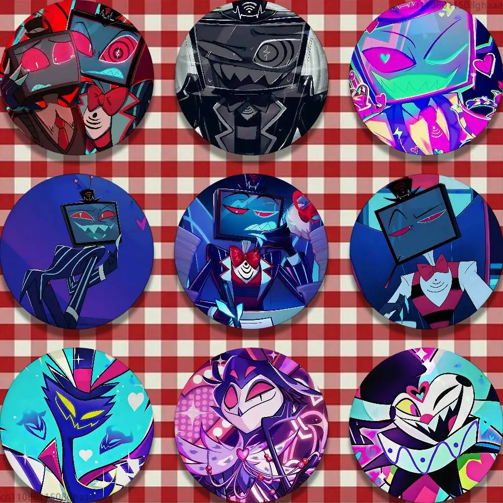 Anime H-Helluva Boss Pins 58mm Cute Cartoon Badge Handmade Brooches for Backpack Accessories Jewelry Gifts