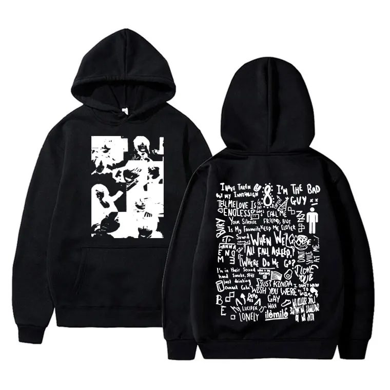 When We All Fall Asleep Where Do We Go Double Sided Graphic Hoodie Men Women Hip Hop Fashion Pullover Men's Oversized Sweatshirt