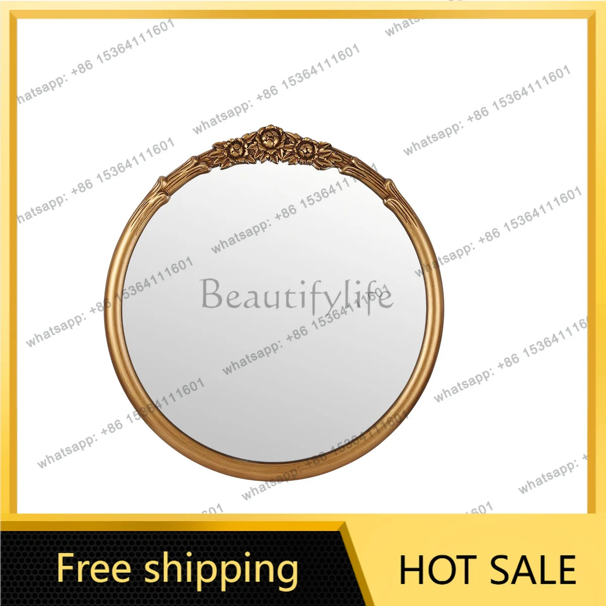 PG French smart luminous LED light mirror dresser wall wall decoration European retro bathroom mirror
